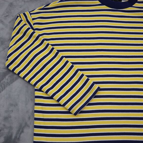Forever 21 Sweater Womens Yellow M Pinstriped Crew Neck Casual Pullover - Picture 8 of 15